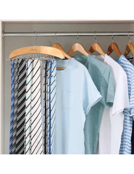 Perchero para Corbatas Ohuhu 24 Ganchos Madera Clara 360