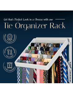 Organizador de Corbatas y Bufandas TieMaster Gris 60 Unidades 2