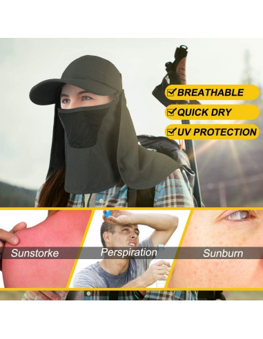 Gorra Solar Plegable Cristgee con Protección UPF 50+ Verde Militar