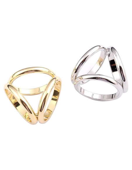 2 Anillos de Bufanda Dorado y Plateado para Mujeres