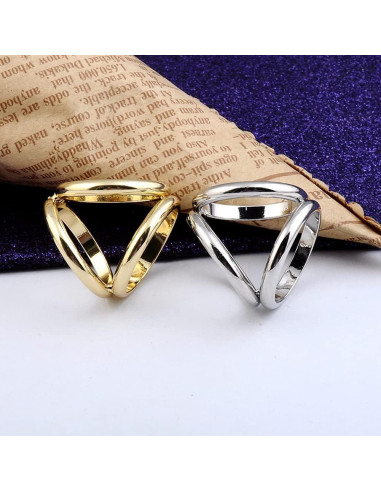 2 Anillos de Bufanda Dorado y Plateado para Mujeres