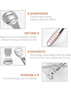 Raspador de Piel Dura para Pies Codream con Estuche y 10 Cuchillas 2