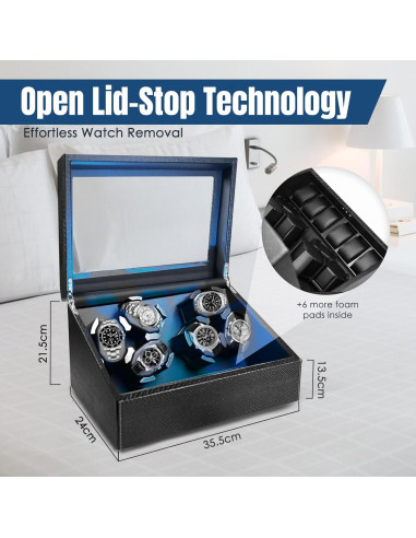 Enrollador de Relojes Automáticos JuviPerpric 6+6 con Luz LED