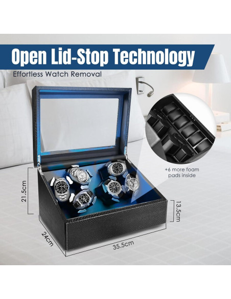 Enrollador de Relojes Automáticos JuviPerpric 6+6 con Luz LED