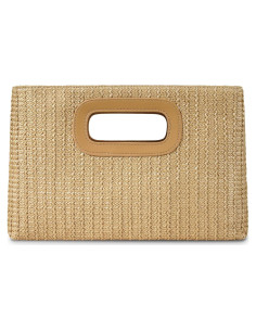 Bolso de Mano de Paja Caqui para Mujeres con Asa Superior