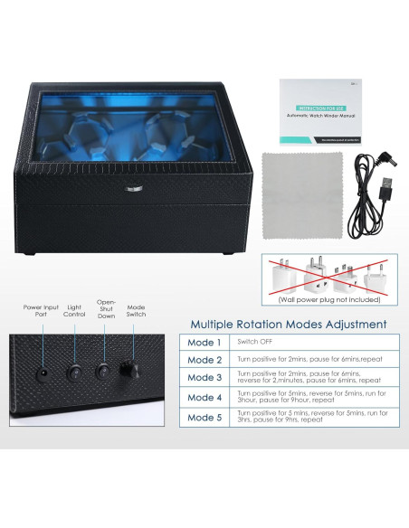 Enrollador de Relojes Automáticos JuviPerpric 6+6 con Luz LED