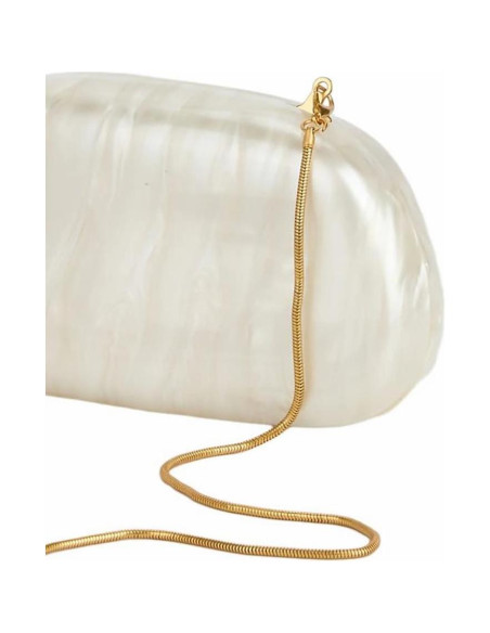 Bolso de Noche Acrílico DEBIMY Beige con Asa de Metal