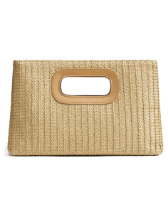 Bolso de paja elegante para mujer caqui 30x17cm ideal playa