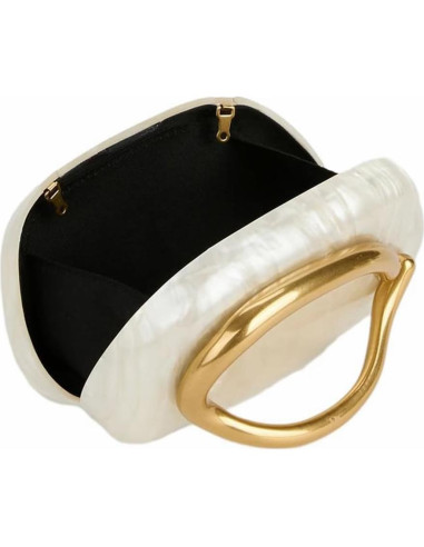 Bolso de Noche Acrílico DEBIMY Beige con Asa de Metal