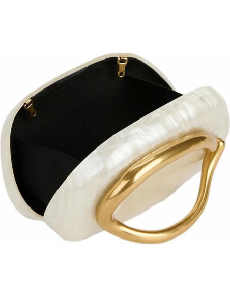 Bolso de Noche Acrílico DEBIMY Beige con Asa de Metal