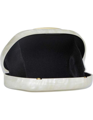 Bolso de Noche Acrílico DEBIMY Beige con Asa de Metal