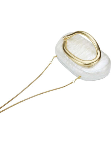 Bolso de Noche Acrílico DEBIMY Beige con Asa de Metal