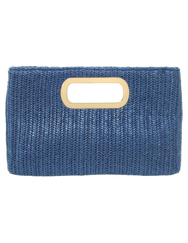 Clutch de Paja Marino con Asa Desmontable y Cadena