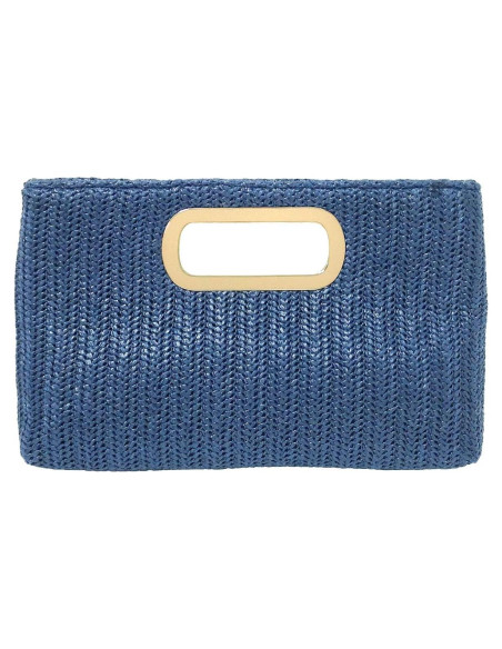 Clutch de Paja Marino con Asa Desmontable y Cadena