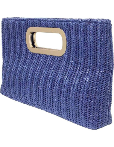 Clutch de Paja Marino con Asa Desmontable y Cadena
