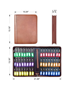 Organizador de Llaves Bstansion de Cuero Marrón con 48 Ganchos 2