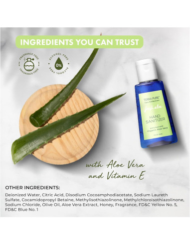 Gel desinfectante para manos Terra Pure 30 ml sin alcohol con aloe