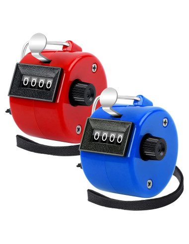 Contador Manual FEBSNOW Clicker 4 Dígitos Rojo y Azul