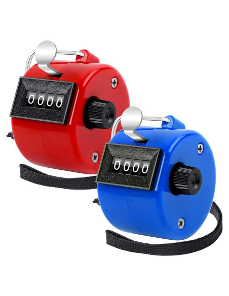 Contador Manual FEBSNOW Clicker 4 Dígitos Rojo y Azul