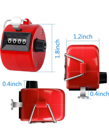 Contador Manual FEBSNOW Clicker 4 Dígitos Rojo y Azul