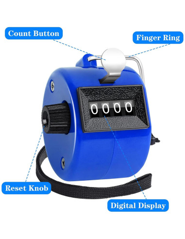 Contador Manual FEBSNOW Clicker 4 Dígitos Rojo y Azul