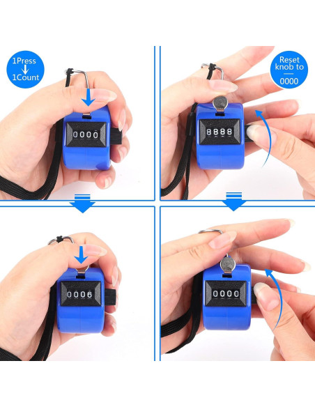 Contador Manual FEBSNOW Clicker 4 Dígitos Rojo y Azul