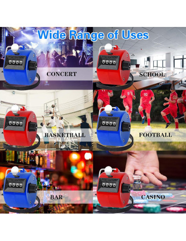 Contador Manual FEBSNOW Clicker 4 Dígitos Rojo y Azul