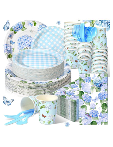 Juego de Platos y Servilletas Desechables Sinmoe 400 Pcs