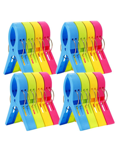 16 Clips de Toalla de Playa ESFUN - Sujetadores Grandes Multicolor