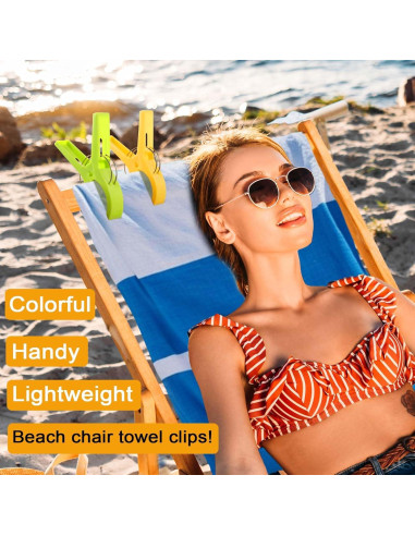 16 Clips de Toalla de Playa ESFUN - Sujetadores Grandes Multicolor