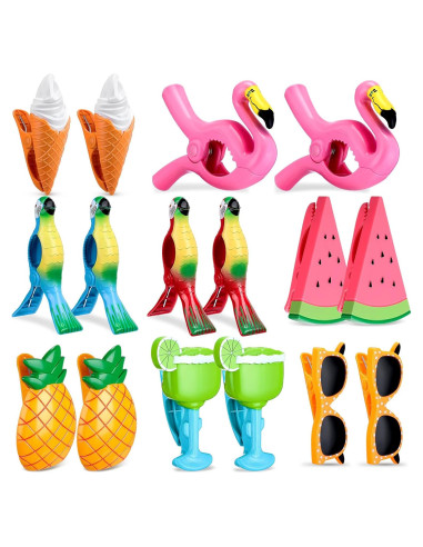 16 Clips para Toallas de Playa Rtteri - Diseño Variado