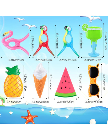 16 Clips para Toallas de Playa Rtteri - Diseño Variado
