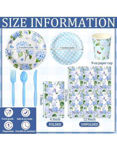 Juego de Platos y Servilletas Desechables Sinmoe 400 Pcs