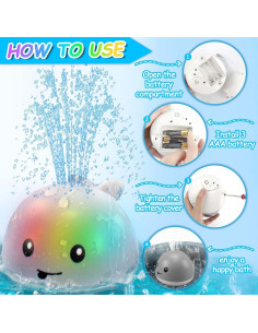 Juguete de Baño Ballena ZHENDUO con Rociador y Luces 2