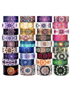36 Rollos de Cinta Washi Mandala Datura - 1.5 y 2.5cm Ancho