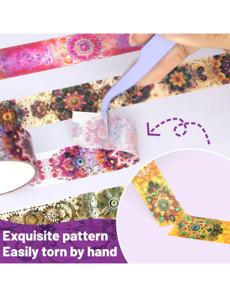 36 Rollos de Cinta Washi Mandala Datura - 1.5 y 2.5cm Ancho