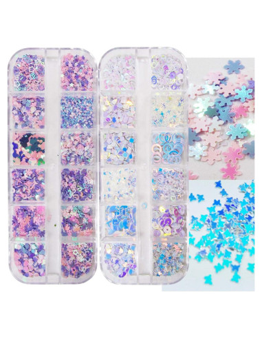 LuckForever Copos de Brillo Iridiscente para Uñas 2 Paquetes