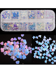 LuckForever Copos de Brillo Iridiscente para Uñas 2 Paquetes 2