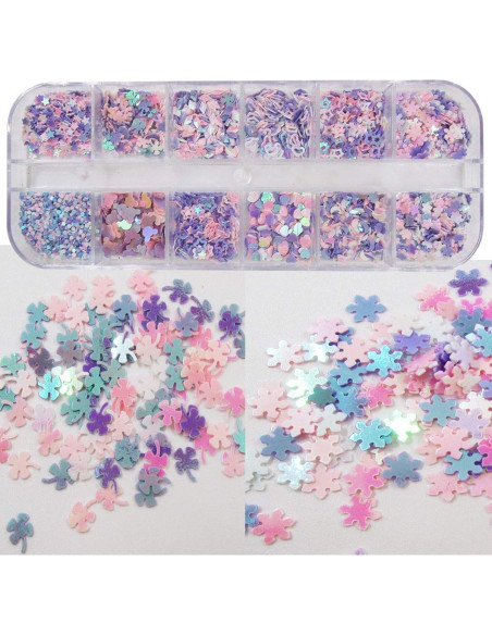 LuckForever Copos de Brillo Iridiscente para Uñas 2 Paquetes