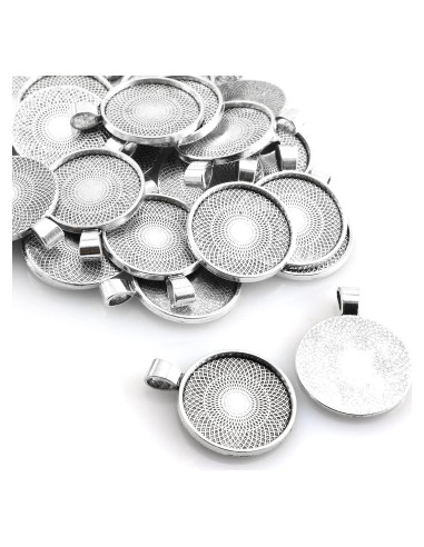 25 Bandejas Redondas Bezel Plata Antigua 25mm Lind Kitchen