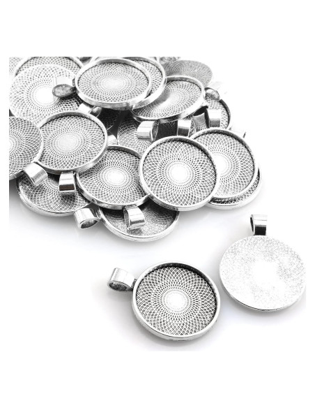 25 Bandejas Redondas Bezel Plata Antigua 25mm Lind Kitchen