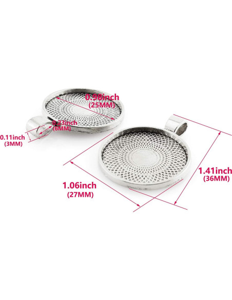 25 Bandejas Redondas Bezel Plata Antigua 25mm Lind Kitchen