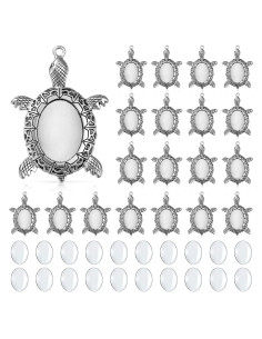 40 Piezas Configuraciones Colgante Tortuga Plata Antigua DIY
