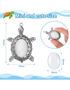 40 Piezas Configuraciones Colgante Tortuga Plata Antigua DIY 2