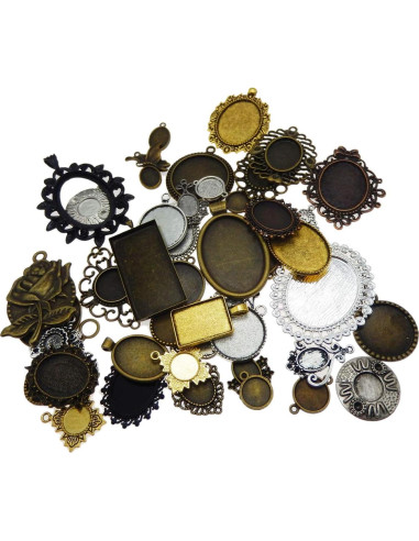 Bandejas de Pendientes Julie Wang 40PCS Bronce y Plata