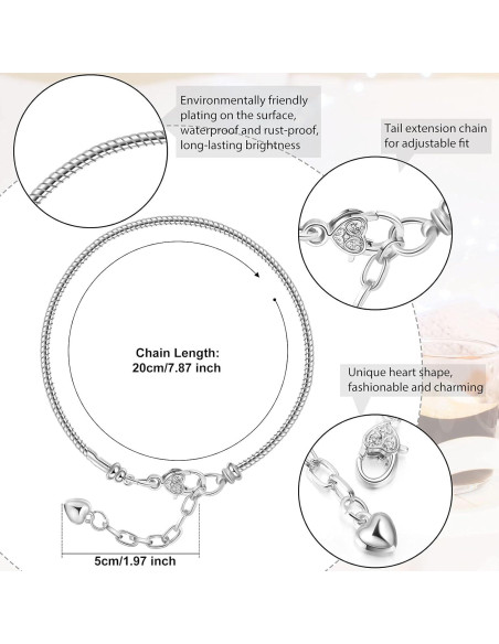 Cadena de Pulsera Ajustable Junkin 12 Pcs Cierre Corazón 19.99 cm