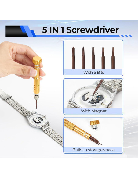 Kit de Reparación de Reloj Ohuhu 192 PCS Profesional con Bolsa