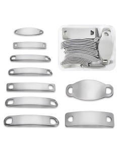 45 Etiquetas Metálicas Curvadas Acero Inoxidable para Grabado