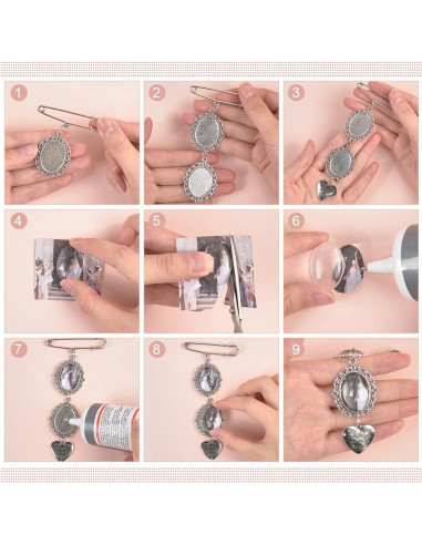 Kit de Charm de Foto para Ramo de Boda UNICRAFTALE DIY 6 Piezas