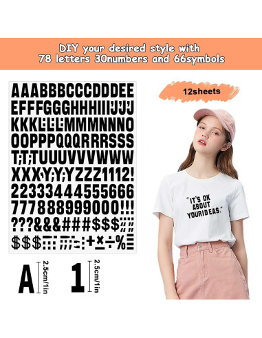 Set de Letras y Números de Planchar Metsyth 2088 Piezas Negro